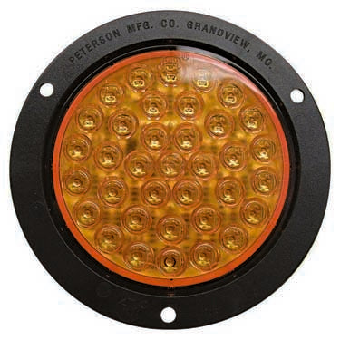 Peterson 866SAF-2 Piranha® 36-Diode Led 4″ Round Strobe & Rear Turn Signal W/Sync, Multi-Volt, Amber, Flange Mount, Roadside High, Poly Pack