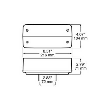 Peterson M419 Incandescent Combination Rear Light, Rectangular, Red/Amber, 8.3125″X3.3125″, Red + Amber, Bulk Pack