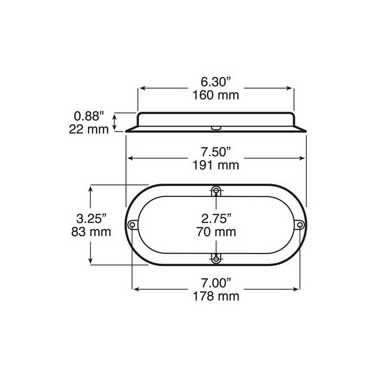 Peterson 423R-4 Led Rear Turn, Oval, Surface-Mount, W/ Flange 7.5″X3.3″, Multi-Volt, Red, Poly Bag