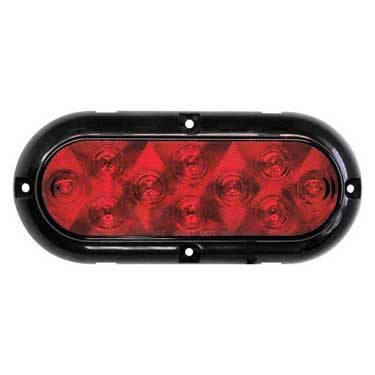 Peterson 423R-4 Led Rear Turn, Oval, Surface-Mount, W/ Flange 7.5″X3.3″, Multi-Volt, Red, Poly Bag