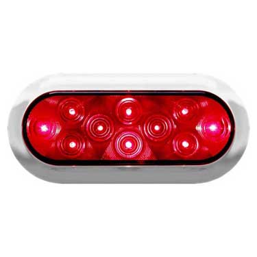 Peterson V423XR-4 Led Stop/Turn/Tail, Oval, W/ Chrome Flange, 7.88″X3.63″, Multi-Volt, Red, Viz Pack