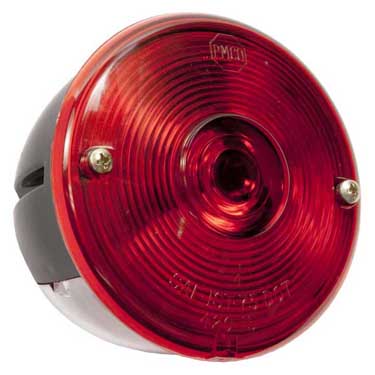 Peterson 428 Incandescent Stop/Turn/Tail, Universal, Round, Stud-Mount, W/ License Light, 3.75″X2.625″, Poly Bag