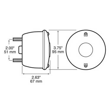 Peterson 428 Incandescent Stop/Turn/Tail, Universal, Round, Stud-Mount, W/ License Light, 3.75″X2.625″, Poly Bag