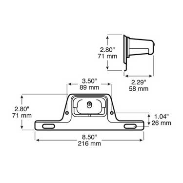 Peterson M436B Incandescent License Light, Oblong, W/ Steel Bracket, 4″X2.25″, White, Bulk Pack