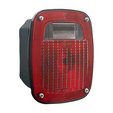 Peterson V445 Incandescent Thin Line, Universal, 3-Stud Combination, W/O License Light, 6.25″X6.75″, Red + White, Viz Pack