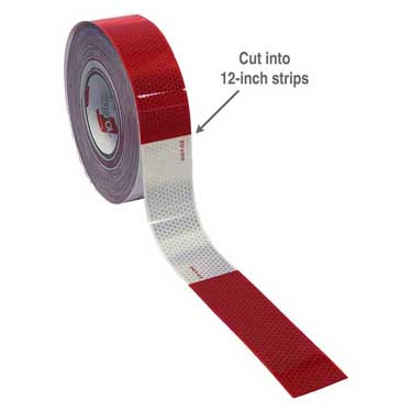 Peterson 464-3KC Conspicuity Tape, Red/White 6/6, 12″ Kiss Cut, 2″X150′, Box Pk