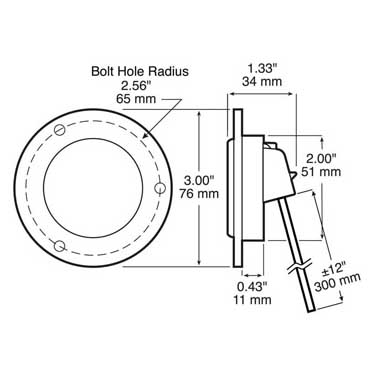 Peterson M4892FR Led Marker/ Clearance, P2, Round, Hardwired, Reflex, W/ Flange, 2″, Red, Bulk Pack