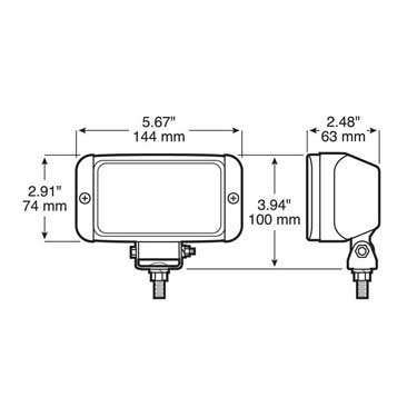 Peterson M502HF Incandescent Tractor/ Work Light, Flood, Rectangular, 5.625″X2.875, White, Bulk Pack