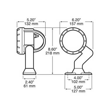 Peterson 516S Incandescent Work Light, Heavy-Duty, Swiveling, Round, Trapezoid, 8.78″ Tall, White, Box