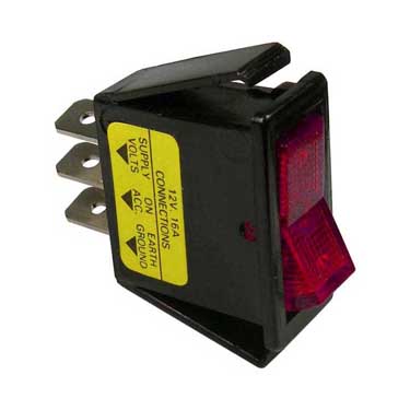 Peterson PMV5530PT Illuminated Red Rocker Switch Spst 16A/ 12V .25Bl, Red, Viz Pack