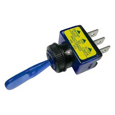 Peterson PMV5537PT Illuminated Black Toggle Switch Spst 16A/ 12V .50 Mount, Blue, Viz Pack