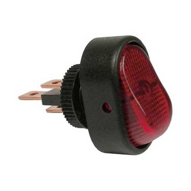 Peterson PMV5580PT Illuminated Red Oblong, Rocker 25A/ 12V.5 Mount .25B, Red, Viz Pack