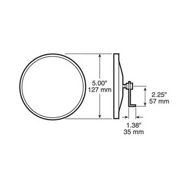 Peterson 605 Mirror, Flat, Black, Round, 5″, Display Box