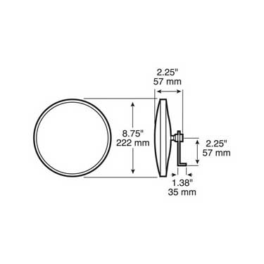 Peterson 608 Mirror, Convex, Round, Black, 8″, Display Box