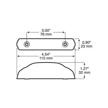 Peterson M60R-MV Led Marker/ Clearance, P2, Rectangular, Thin-Line, 4.5″X0.9″ Multi-Volt, Red, Bulk Pack