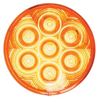 Peterson 826KA-7 Led Front Park & Turn, Round, Pl3 Housing Grommet-Mount Kit 4″, Amber, Poly Bag