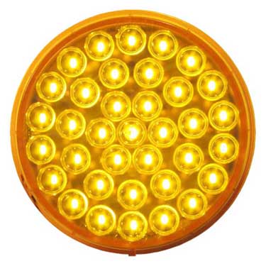 Peterson 817A-36 Led Front Park & Turn, Round, 36 Diode Amp Housing Grommet-Mount 4″, Amber, Poly Bag