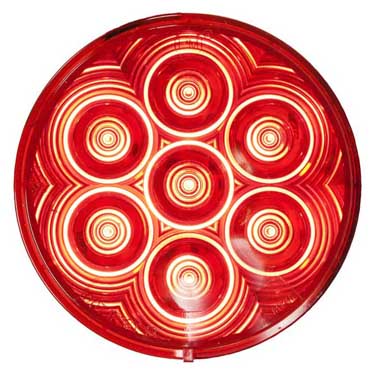 Peterson 826KR-7 Led Stop/Turn/Tail, Round, Pl3 Housing Grommet-Mount Kit 4″, Red, Poly Bag