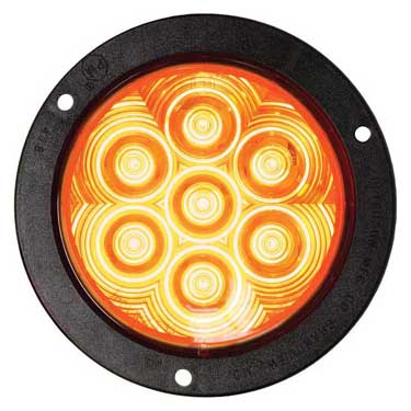 Peterson 824KA-7 Led Front Park & Turn, Round, Pl3 Housing Flange-Mount Kit 4″, Amber, Poly Bag