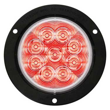 Peterson 818CR-9 Led Stop/Turn/Tail, Round, 9 Red Diodes W/ Clear Lens, Amp Housing Flange-Mount, 4″, Red, Poly Bag