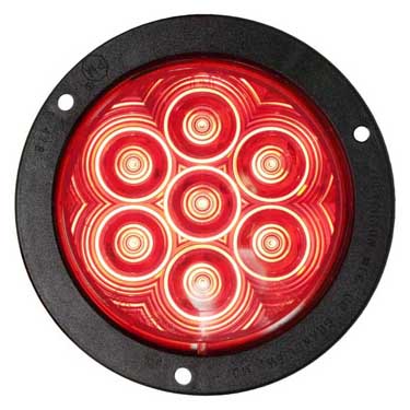 Peterson 824KR-7 Led Stop/Turn/Tail, Round, Pl3 Housing Flange-Mount Kit 4″, Red, Poly Bag