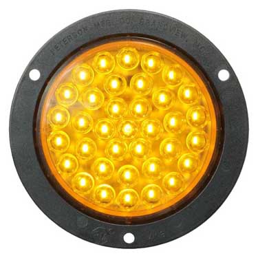 Peterson 818YA Led Auxiliary Turn Round, Amp Housing W/ Flange Bulls-Eye, 4″, Amber, Poly Bag