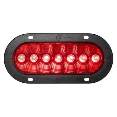 Peterson 822KR-7 Led Stop/Turn/Tail, Oval, Pl3 Housing Flange-Mount 6.5″X2.25″, Red, Poly Bag