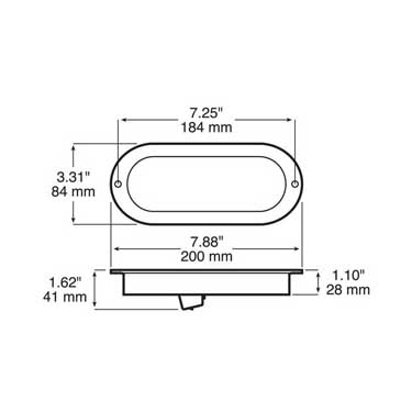 Peterson 823RTL-7 Led Stop/Turn/Tail, Oval, Amp, Narrow Flange-Mount 7.88″X3.31″, Red, Poly Bag