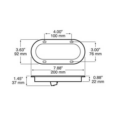 Peterson 823KC-7 Led Back-Up Light, Oval, Amp, Flange-Mount Kit 7.88″X3.63″, White, Poly Bag
