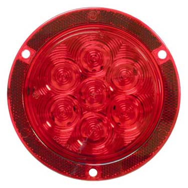 Peterson 829R-7 Led Stop/Turn/Tail, Round, 7 Diode Pl3 Housing W/ Reflex, Flange 4″, Red, Poly Bag
