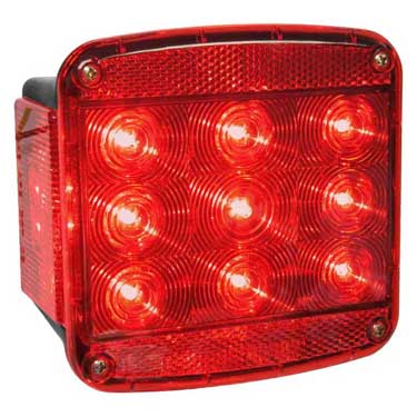 Peterson V840L Led Stop/Turn/Tail & Side Marker Light Rectangular, Submersible W/ License Light 4.84″X4.76″, Red, Viz Pack