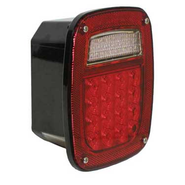 Peterson V845L Led Rear Combination Light Rectangular, 5/ 6 Function W/ License Light 5.77″X6.76″, Red, Viz Pack