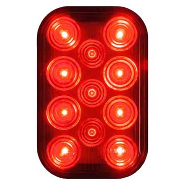 Peterson 850R-1P Led Stop/Turn/Tail, Rectangular, Ece, & Dot 11.8″ Leads W/ Plug, 5.30″X3.44″ Multi-Volt, Red, Bulk Pack