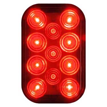 Peterson P850R-1 Led Stop/Turn/Tail, Rectangular, Ece, & Dot 11.8″ Leads, 5.3″X3.44″ Multi-Volt, Red, Poly Bag