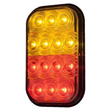 Peterson P851A-R-SW Led Combination Stop/Turn/Tail, Rectangular, Ece, Multi-Volt, Amber + Red, Poly Bag