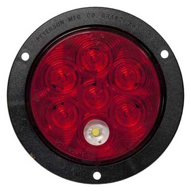 Peterson 883K-7 Led Stop/Turn/Tail, & Back-Up Light, Round, Flange-Mount W/ Plug, Kit 4″, Red + White, Poly Bag