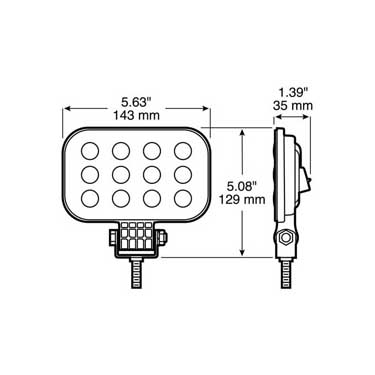 Peterson M906-MV-BT2 Led Work Light, Rectangular, Pedestal-Mount, 1000 Lumens, Multi-Volt, Hardwired W/ .180 Bullets, 3″X 5″, White, Bulk Pack