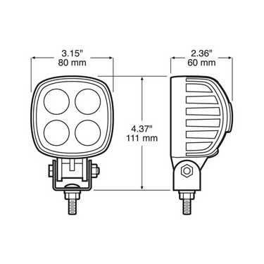 Peterson 913-MV Led Work Light, Square, Pedestal-Mount, 900 Lumen, 3″X3″, Multi-Volt, White, Box