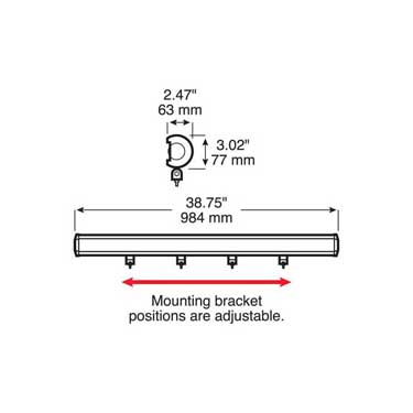 Peterson 930-MV Led Light Bar, Rectangular, Double Row Flood, 19300 Lumen 38.75″X3.02″ Multi-Volt, White, Box