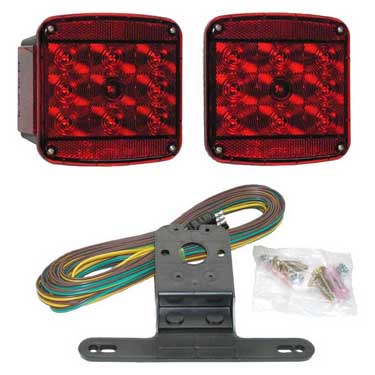 Peterson V941 Led Stop/Turn/Tail, & Side Marker, Rectangular, Submersible, Under 80″, Kit, Red, Viz Pack