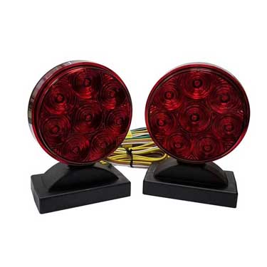 Peterson V955 Led Incandescent Tow Light Round, Magnetic-Mount Kit 4″X5.67″, Red, Viz Pack