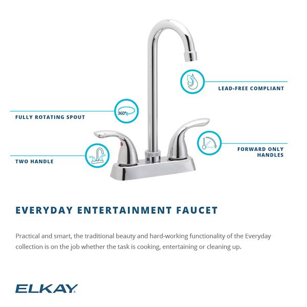 Elkay LK2477CR Everyday Bar Deck Mount Faucet and Lever Handles Chrome