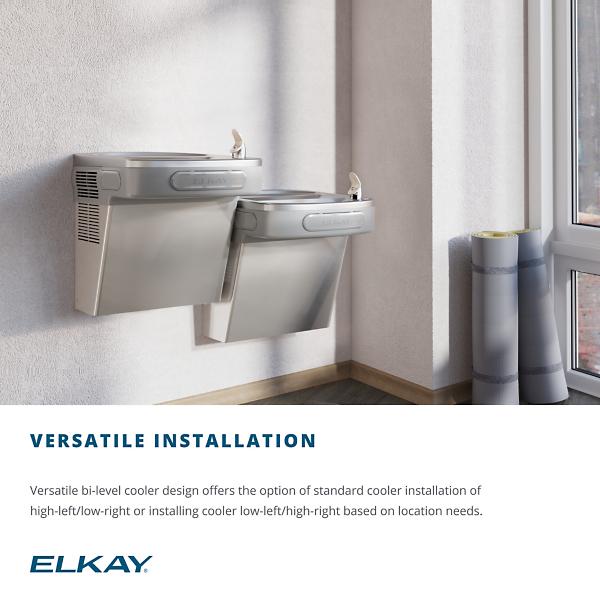 Elkay LZSTL8LC Versatile Wall Mount Bi-level ADA Cooler Filtered Refrigerated Light Gray Granite