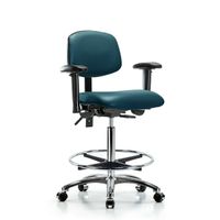 Blue Ridge Ergonomics VDHCH-RG-T0-A0-RC-8801 Rutledge Vinyl Chair - Desk Height with Casters in Marine Blue Supernova™ Vinyl