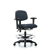 Blue Ridge Ergonomics VDHCH-RG-T1-A0-RC-8582 Rutledge Vinyl Chair - Desk Height with Seat Tilt & Casters in Imperial Blue Trailblazer™ Vinyl