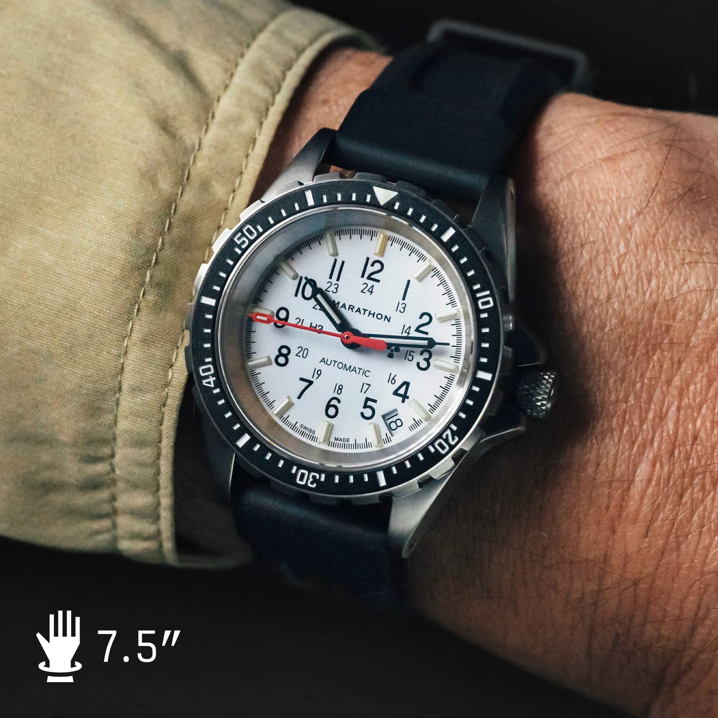 Marathon WW194026SS-0530 Arctic Edition Medium Diver's Automatic (MSAR Auto) - 36mm with 3 pieces Black Rubber Strap