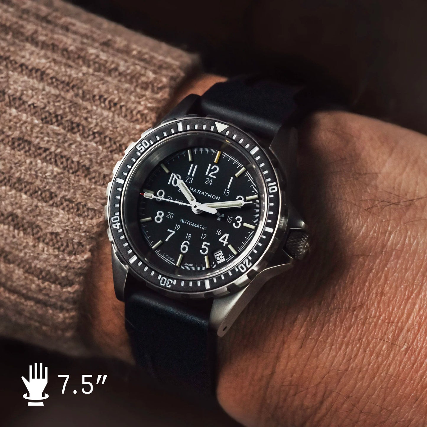 Marathon WW194026SS-0130 Medium Diver's Automatic (MSAR Auto) - 36mm with 3 pieces Black Rubber Strap