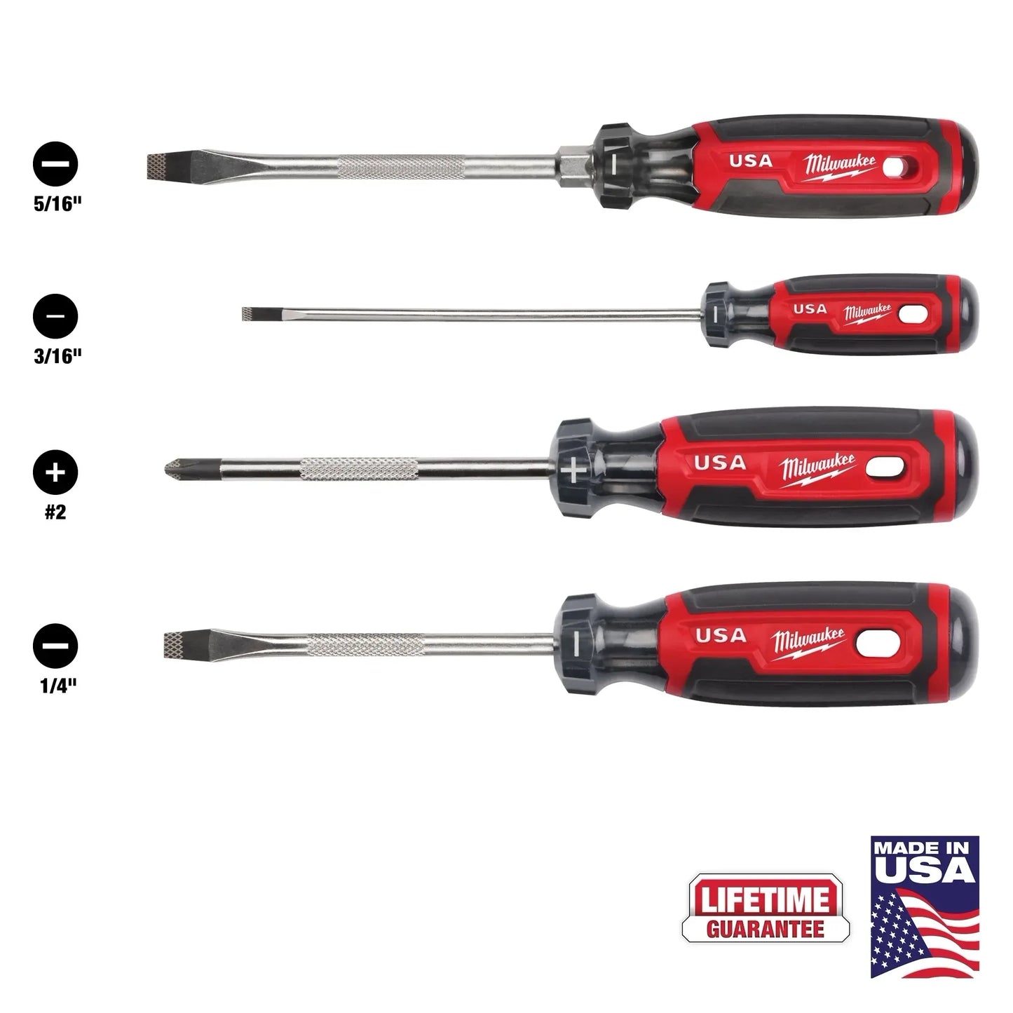 Milwaukee Tool MT200-4 4 Piece Cushion Grip Screwdriver Set (Made in USA), 1 ST
