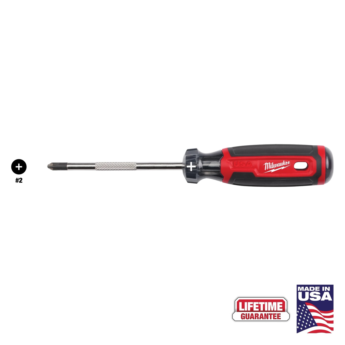 Milwaukee Tool MT202 #2 Phillips 4" Cushion Grip Screwdriver (Made in USA), 1 EA