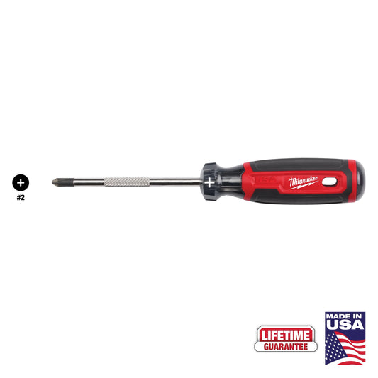 Milwaukee Tool MT202 #2 Phillips 4" Cushion Grip Screwdriver (Made in USA), 1 EA
